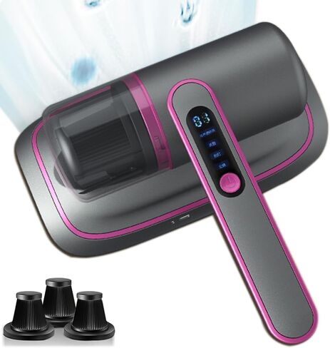 Bed Vacuum Cleaner,15Kpa Handheld Mattress Vacuum Cleaner with Purple Light, Lightweight and Rechargeable Vacuum with HEPA Filter for Bed Cleaning, Fabric Sofa, Pet Hair (3 Filters) in Saudi Arabia