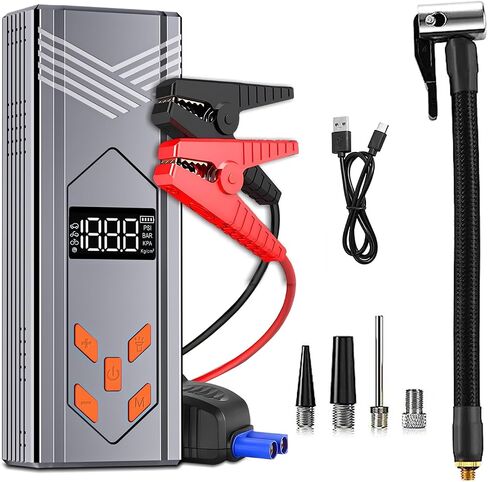 Jump Starter with Air Compressor, 3000A Car Jumper Starter Battery Pack with 150PSI Tire Inflator, 12V Portable Jump Box for Car Charger Battery Booster with LCD Display (Up 9L Gas/8L Diesel Engine) in Saudi Arabia