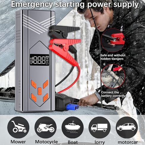 Jump Starter with Air Compressor, 3000A Car Jumper Starter Battery Pack with 150PSI Tire Inflator, 12V Portable Jump Box for Car Charger Battery Booster with LCD Display (Up 9L Gas/8L Diesel Engine) in Saudi Arabia