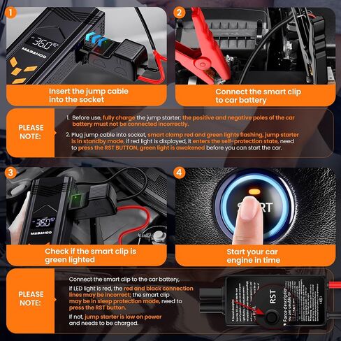 Jump Starter with Air Compressor, 3000A Car Jumper Starter Battery Pack with 150PSI Tire Inflator, 12V Portable Jump Box for Car Charger Battery Booster with LCD Display (Up 9L Gas/8L Diesel Engine) in Saudi Arabia