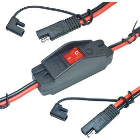 FILSHU 30A 12VDC SAE Converter Cable with ON/OFF Switch,10AWG 2Pin SAE to SAE Wire Harness Quick Connect/Disconnect SAE Connector with Dust Cap