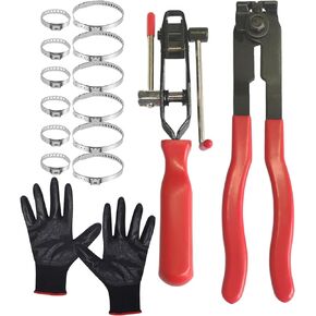 2PCS CV Joint Boot Clamp Pliers with CV Boot Clamps Kit,12PCS Adjustable Ear Boot Tie Pliers ATV CV Axle Banding Tools Kit Set for Most Car