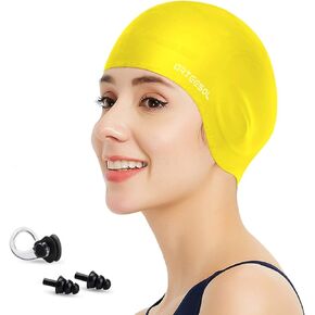 Swimming Cap, Silicone Swim Cap for Women Men, Durable Non-Slip Waterproof Swim Cap Protect Ears, Long Hair for Adults, Older Kids