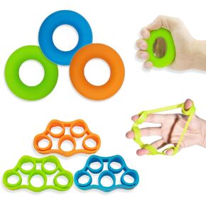 Hand Grip Strengthener, Finger Exerciser, Grip Strength Trainer (6 PCS),New Material,Forearm Grip Workout, Finger Stretcher, Relieve Wrist Pain, Carpal Tunnel (Large)