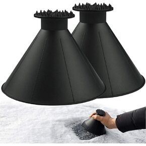 Magical Ice Scrapers for Car Windshield - 2 Pack Cone Magic Car Ice Scraper with Funnel, Round Snow Scraper