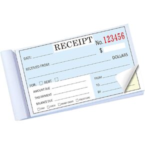 2 Packs Receipt Book with Carbon Copies,Receipt Book for Small Business,2-Part Carbonless,Blue and Yellow Copy,100 Sets per Book