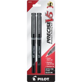 PILOT Precise V5 RT Refillable & Retractable Liquid Ink Rolling Ball Pens, Extra Fine Point (0.5mm) Black Ink, 2-Pack (26050)