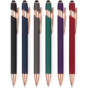8 Pack Ballpoint Pen 2-in-1 Stylus Retractable Ballpoint Pen with Stylus tip, Metal Stylus Pen for Touch Screens, 1.0 mm Black Ink