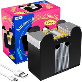 Zomiboo 6 Deck Casino ماكينة خلط البطاقات الأوتوماتيكية، تعمل ببطارية USB، ماكينة خلط بطاقات البوكر الكهربائية، آلة خلط بطاقات اللعب لبطاقات المنزل، الكازينو وحفلات النادي (6 طوابق) in Kuwait