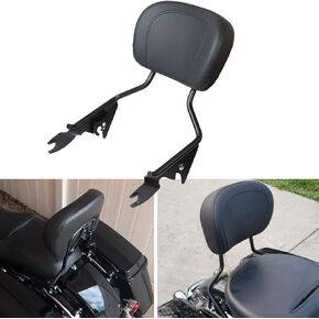Detachable Upright Passenger Backrest Sissy Bar w/Back Rest Pad Compatible With For Touring Road King Street Glide Electra Glide Road Glide FLHR FLHX FLHT FLTR 2009-2024（Black）