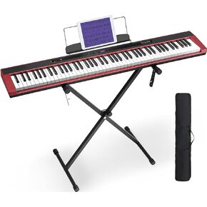 Starfavor Piano Keyboard 88 Keys, Full-size 88 Key Keyboard Piano Semi Weighted Keyboard, Bluetooth MIDI Chargeable Portable Piano with Piano Stand, Sustain Pedal, Carrying Bag, SP-88S(Black) in Kuwait