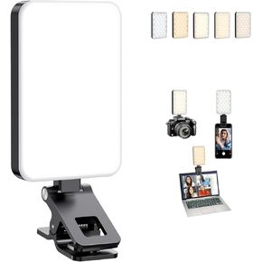 Selfie Light, Long Time Rechargeable Clip Video Light, Upgraded Cell Phone Light, Adjusted 5 Light Modes, Portable LED Light, Selfie Light for Phone, Camera, Laptop, iPad, TikTok, Video Vlog