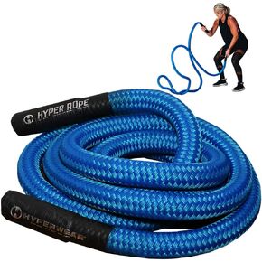 حبال معركة قصيرة مرجحة من HYPERWEAR حبل تمرين منزلي وصالة ألعاب رياضية حبل مرساة اختياري كامل الحجم للتمرين الأساسي في مساحة 6 أقدام أو أقل