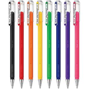 Pentel Mattehop - Liquid Gel Rollerball Pens - K110-1.0mm Nib - 1 of Each Colour - Pack of 8