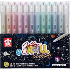 SAKURA Gelly Roll Stardust (Made in Japan) [Limited Edition] Gel Ink Pen Set - Bold Sparkling, Glittering & Assorted Colors 12Pens