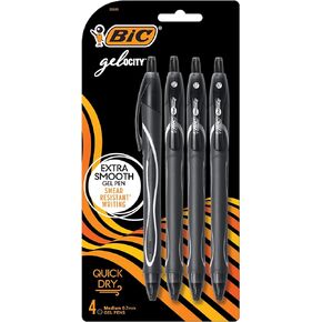 BIC Gelocity Quick Dry Blue Gel Pens, Medium Point (0.7mm), 12-Count Pack, Retractable Gel Pens With Comfortable Full Grip