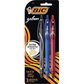 BIC Gelocity Quick Dry Blue Gel Pens, Medium Point (0.7mm), 12-Count Pack, Retractable Gel Pens With Comfortable Full Grip