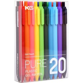 Kaco PURE Colored Gel Pens 0.5mm 20 Pieces Set Colorful Multi-color Ink Fine Point Comfort Grip Quick Drying School Office Supplies Stationery