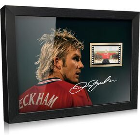 صورة موقعة لكرة القدم بيكهام مع شاشة عرض خلية صغيرة لفيلم مقاس 1 × 35 مم، ملصق بيكهام مؤطر مقاس 8 × 6 بوصات هدايا لمحبي عيد الميلاد وعيد الميلاد in Kuwait