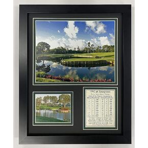 TPC Sawgrass Hole #17 at The Players Championship Collectible | Framed Photo Collage Wall Art Decor - 12"x15" | Legends Never Die, Model: 12969U Black
