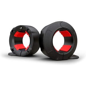 GorillaJaw™ Olympic Barbell Clamps 2 inch Quick Release Pair of Locking 2" Pro Olympic Weight Bar Plates Nylon Locks Collar Clips for Workout Weightlifting Fitness Exercise Barbell Clamp Black/Black