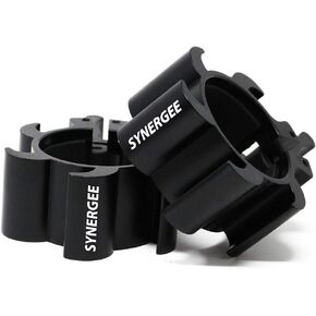 أطواق أثقال من الألومنيوم باللون الأسود من Synergee - قفل مشابك وزن بحجم أولمبي 2 بوصة - مشابك طوق سريعة التحرير - مشابك بار رائعة للرفع الأولمبي وتدريبات القوة