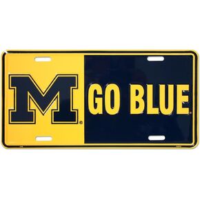 M-GO Blue (U of MICH) Embossed Metal auto tag