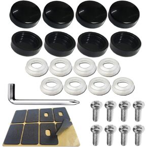 Black License Plate Screw Caps - High Gloss Finish Screw Covers and 8 PCS M6X20mm Stainless Steel License Plate Screws,Rust Resistant License Plate Frames Screw, Machine Plate Bolt Fastener Kits