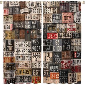 USA Car Blackout Curtains Window, Retro Art Auto Car License Plates Window Drapes, for Home Decoration Suitable for Living Room Bedroom 42x45in 2 Panels in Kuwait