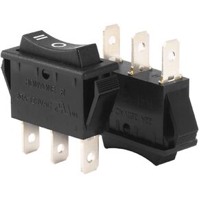 uxcell SPDT 3P On/Off/On 3 Position Boat Rocker Switch Black AC 20A/125V 22A/250V