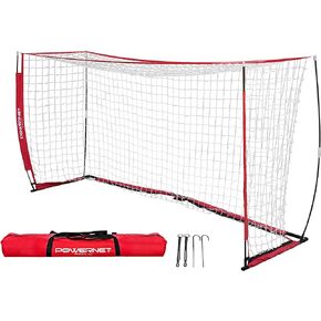 PowerNet Soccer Goal | Portable Net Collapsible Metal Base | Quick Setup Ultra Portable | Full Size Framed Soccer Goal | 1 Goal + 1 Carry Bag