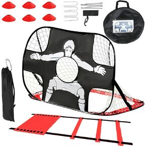 Outdoor Soccer Goals for Backyard, 4'x 3' Portable Soccer Goal Net for Toddler, Football Target Practice for Young, Soccer Training Equipment for Kids with Carry Bag, Cones, Agility Ladder