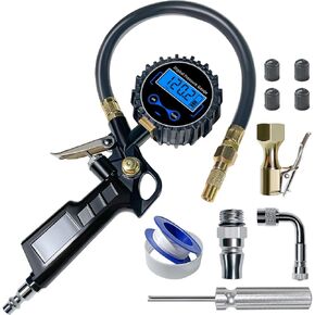 مقياس ضغط الإطارات الرقمي من SUNFATT، منفاخ الإطارات مع مقياس الضغط، (0-200 رطل لكل بوصة مربعة) مجموعة قياس الإطارات والضاغط مع وصلة توصيل سريعة ومنفاخ، دقة عرض 0.1، ملحقات للسيارة والشاحنة in Kuwait