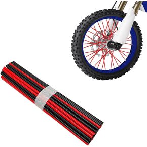 Suvnie 72PCS Dirt Bike Spoke Skins Covers, Universal Wheel Rims Wraps Pipe Trim, Spoke Covers Decoration Protector for Dirt Bike Off-Road Wheelchair Bicycle, Motorcycle Accessories (Red)