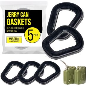 Mission Automotive Jerry Can Gaskets - 5 Pack Gas Can Spout Replacement for 20 Liter NATO Jerry Can Spout - Sturdy Rubber Material (2.07 x 1.88 x .19 Inches)