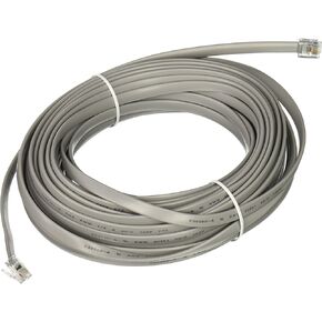 C2G 08115 RJ12 6P6C Straight Modular Cable, Ethernet Network Cable, 50 Feet (15.24 Meters), Silver