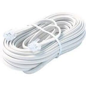 Bistras 25 Ft 4C Telephone Extension Cord Cable Line Wire, for Any Phone, Modem, Fax Machine, Answering Machine, Caller ID, White (1 pk 25 ft )