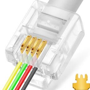 NECABLES 20Pack RJ11/RJ12 Pass Through Connector 6P6C Telephone Modular Plug 3 Prong Type for Phone Line Cord