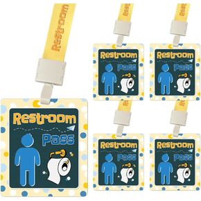 Hall Pass Lanyards with Card Passes, Unbreakable School Classroom Office Passes Set for Students Teachers Parents (10* Boys' Restroom Pass)