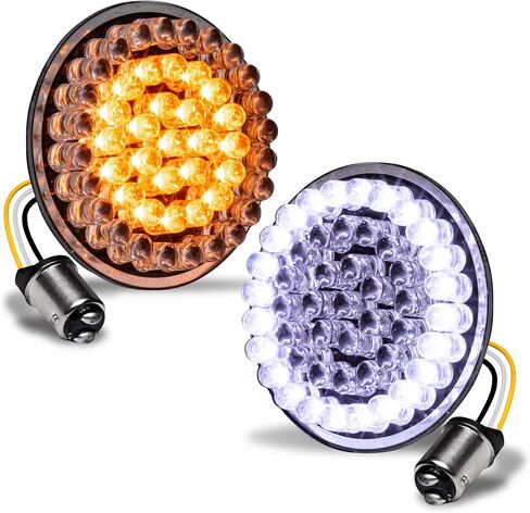 TRUE MODS 2" 1156 Rear Amber LED Turn Signal Tail Light for Harley Davidson [Pair Set] [Black-Finish] [Bullet Style] For Harley Sportster Street Road Glide King Dyna Softail Fatboy Electra Heritage in Saudi Arabia