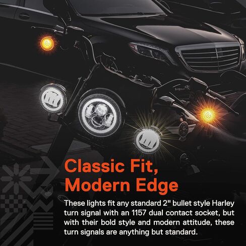 TRUE MODS 2" 1156 Rear Amber LED Turn Signal Tail Light for Harley Davidson [Pair Set] [Black-Finish] [Bullet Style] For Harley Sportster Street Road Glide King Dyna Softail Fatboy Electra Heritage in Saudi Arabia