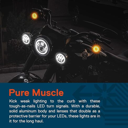 TRUE MODS 2" 1156 Rear Amber LED Turn Signal Tail Light for Harley Davidson [Pair Set] [Black-Finish] [Bullet Style] For Harley Sportster Street Road Glide King Dyna Softail Fatboy Electra Heritage in Saudi Arabia