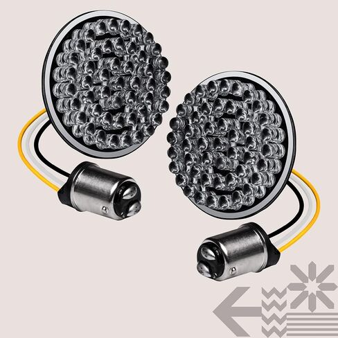 TRUE MODS 2" 1156 Rear Amber LED Turn Signal Tail Light for Harley Davidson [Pair Set] [Black-Finish] [Bullet Style] For Harley Sportster Street Road Glide King Dyna Softail Fatboy Electra Heritage in Saudi Arabia