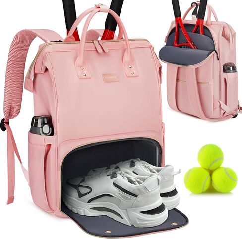 حقيبة تنس Ytonet حقيبة ظهر كبيرة جدًا للتنس للنساء، 2 مضارب وحقيبة كرة مخلل مع جيب معزول وحجرة أحذية لحمل كرة الريشة ومضارب الاسكواش والمجاديف والكرات الرياضية وإكسسوارات in Kuwait