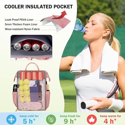 حقيبة تنس Ytonet حقيبة ظهر كبيرة جدًا للتنس للنساء، 2 مضارب وحقيبة كرة مخلل مع جيب معزول وحجرة أحذية لحمل كرة الريشة ومضارب الاسكواش والمجاديف والكرات الرياضية وإكسسوارات in Kuwait