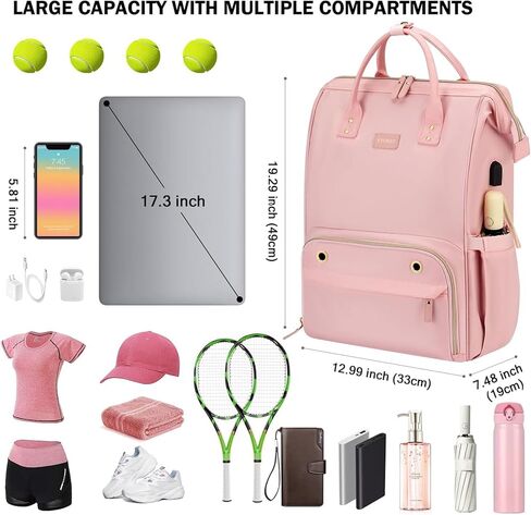 حقيبة تنس Ytonet حقيبة ظهر كبيرة جدًا للتنس للنساء، 2 مضارب وحقيبة كرة مخلل مع جيب معزول وحجرة أحذية لحمل كرة الريشة ومضارب الاسكواش والمجاديف والكرات الرياضية وإكسسوارات in Kuwait