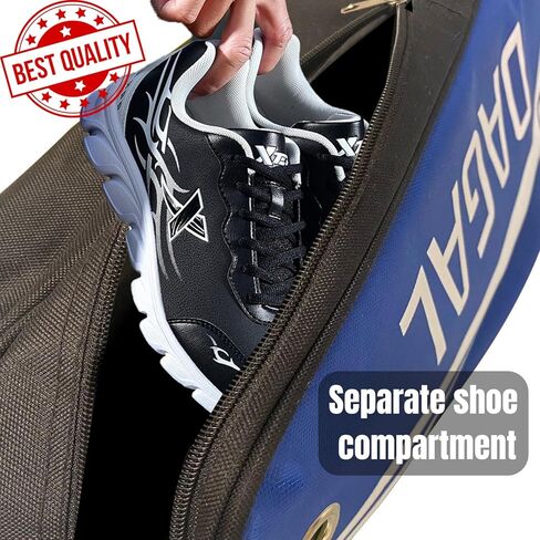 داجال - حقيبة تنس كبيرة جدًا وخفيفة الوزن وقوية تحتوي على 5 جيوب، تحمل ما يصل إلى 6 مضارب، مبطنة لحماية المعدات في جميع الأحوال الجوية | لاعبي التنس المحترفين أو المبتدئين | تصميم للجنسين in Kuwait