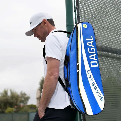 داجال - حقيبة تنس كبيرة جدًا وخفيفة الوزن وقوية تحتوي على 5 جيوب، تحمل ما يصل إلى 6 مضارب، مبطنة لحماية المعدات في جميع الأحوال الجوية | لاعبي التنس المحترفين أو المبتدئين | تصميم للجنسين in Kuwait