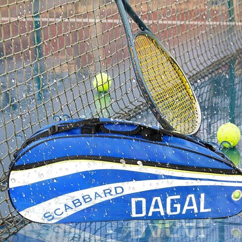 داجال - حقيبة تنس كبيرة جدًا وخفيفة الوزن وقوية تحتوي على 5 جيوب، تحمل ما يصل إلى 6 مضارب، مبطنة لحماية المعدات في جميع الأحوال الجوية | لاعبي التنس المحترفين أو المبتدئين | تصميم للجنسين in Kuwait