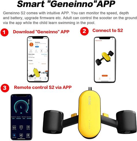سكوتر GENEINNO S2 تحت الماء، محركات مزدوجة ودعم التطبيق الذكي، سكوتر البحر للسباحة والغوص والغطس للأطفال البالغين in Saudi Arabia